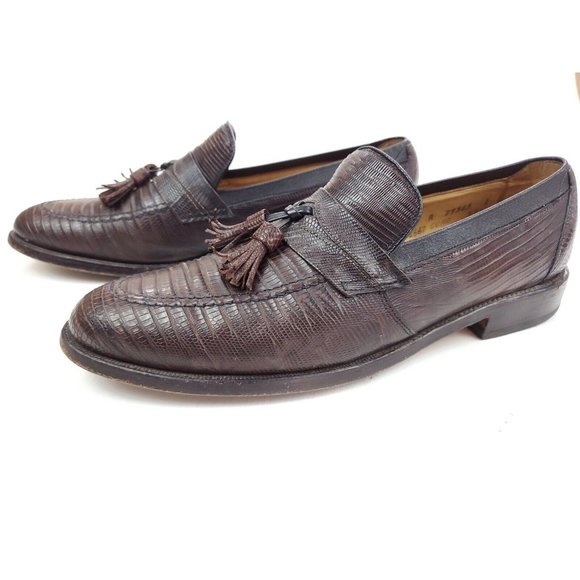 ALLEN EDMONDS Lizard Leather Clayton Tassel Loafer Brown Size 9.5 A $700 main image 8